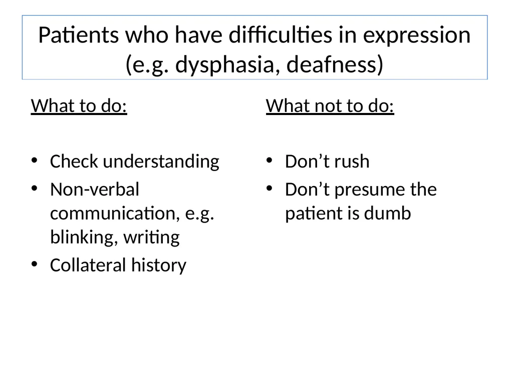 Dealing with challenging patients Communication - slide 14 of 36