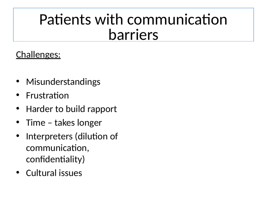 Dealing with challenging patients Communication - slide 15 of 36