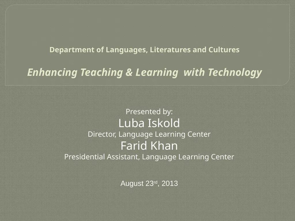 Department of Languages, Literatures and Cultures