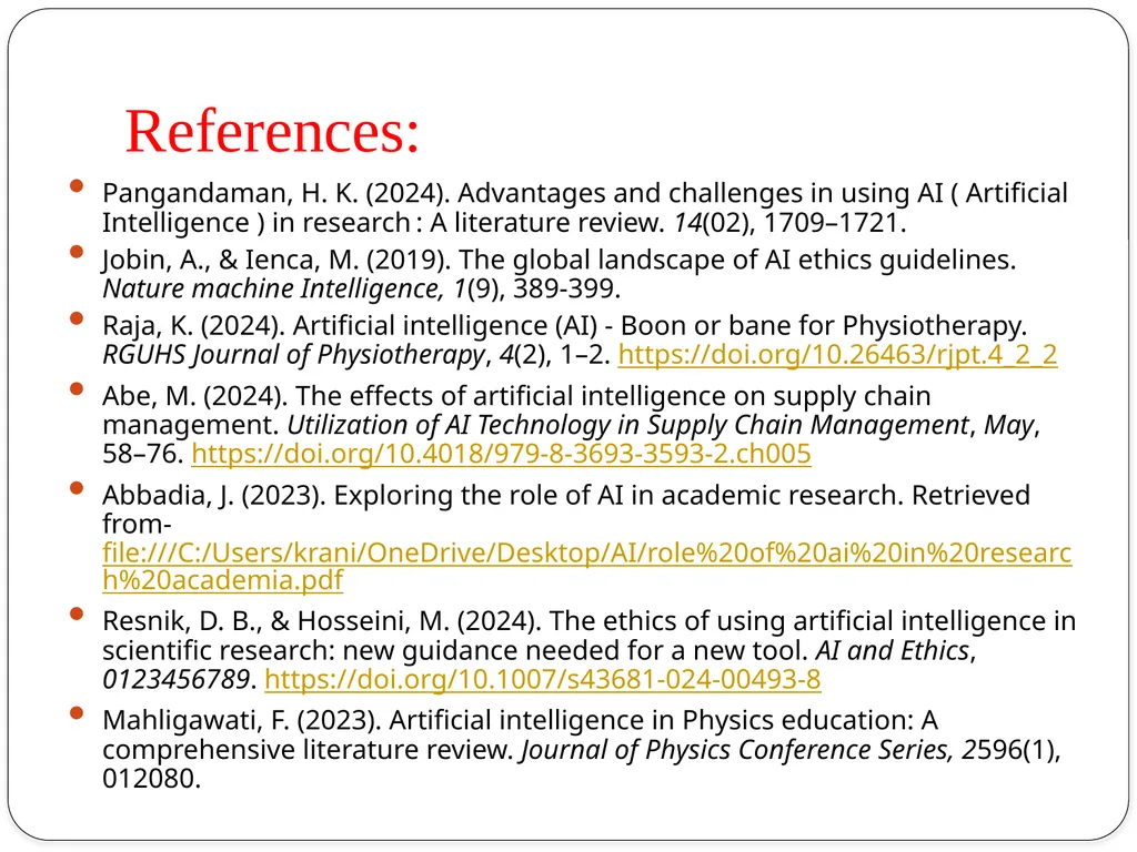 Topic:Role of Artificial Intelligence for Research - slide 8 of 9