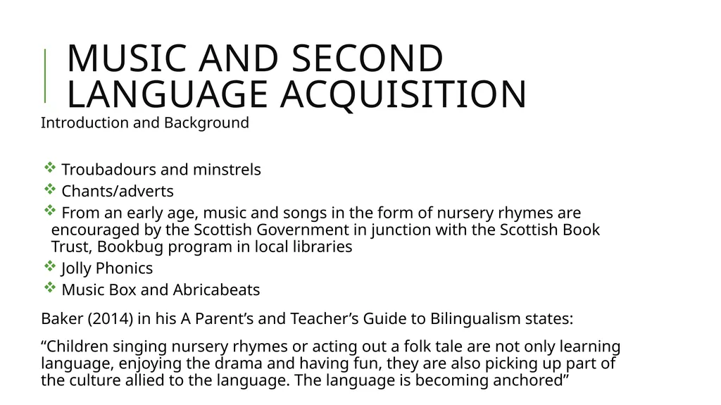 Using Music to Enhance Second Language - slide 2 of 27
