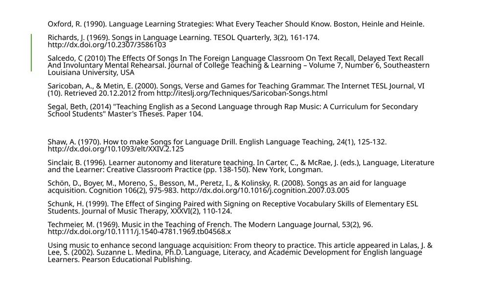 Using Music to Enhance Second Language - slide 26 of 27