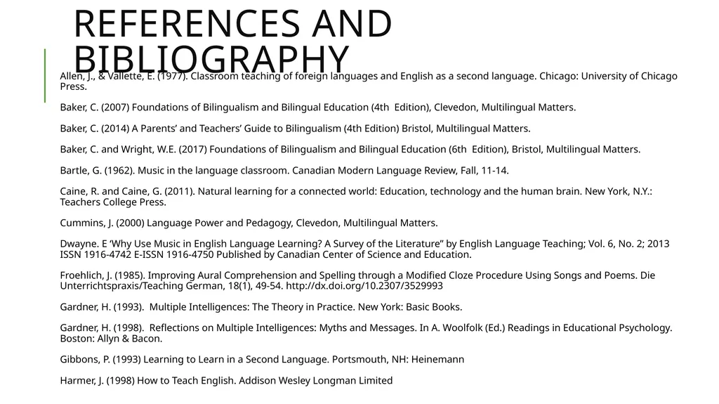 Using Music to Enhance Second Language - slide 24 of 27