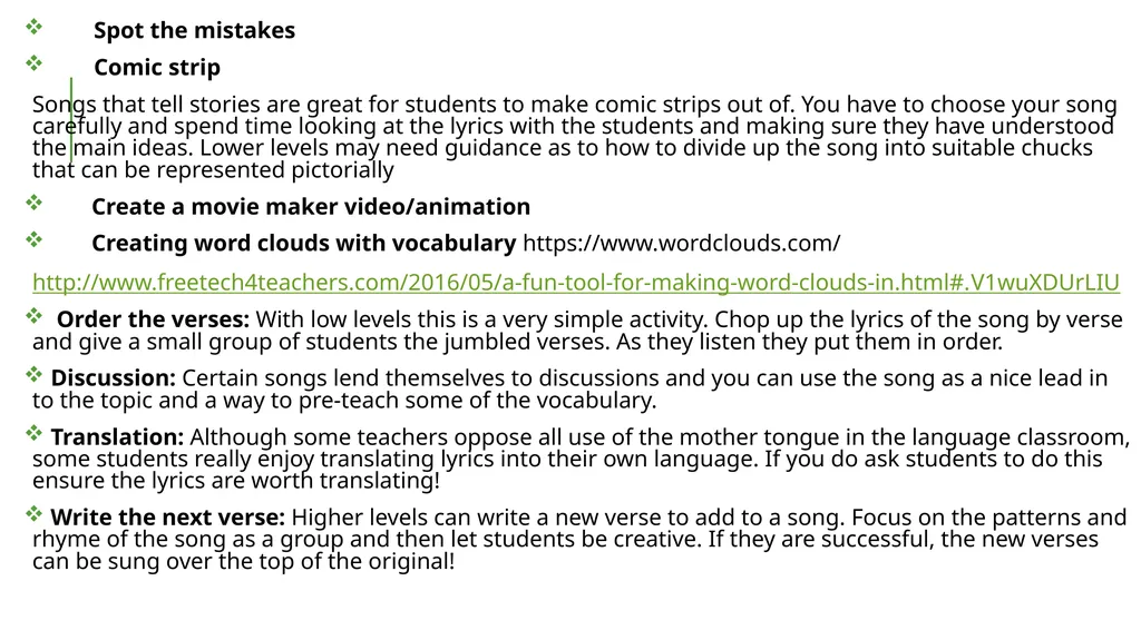 Using Music to Enhance Second Language - slide 23 of 27