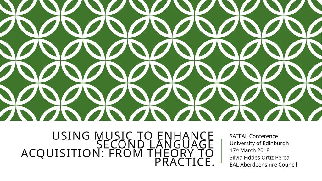 Using Music to Enhance Second Language - slide 1 of 27