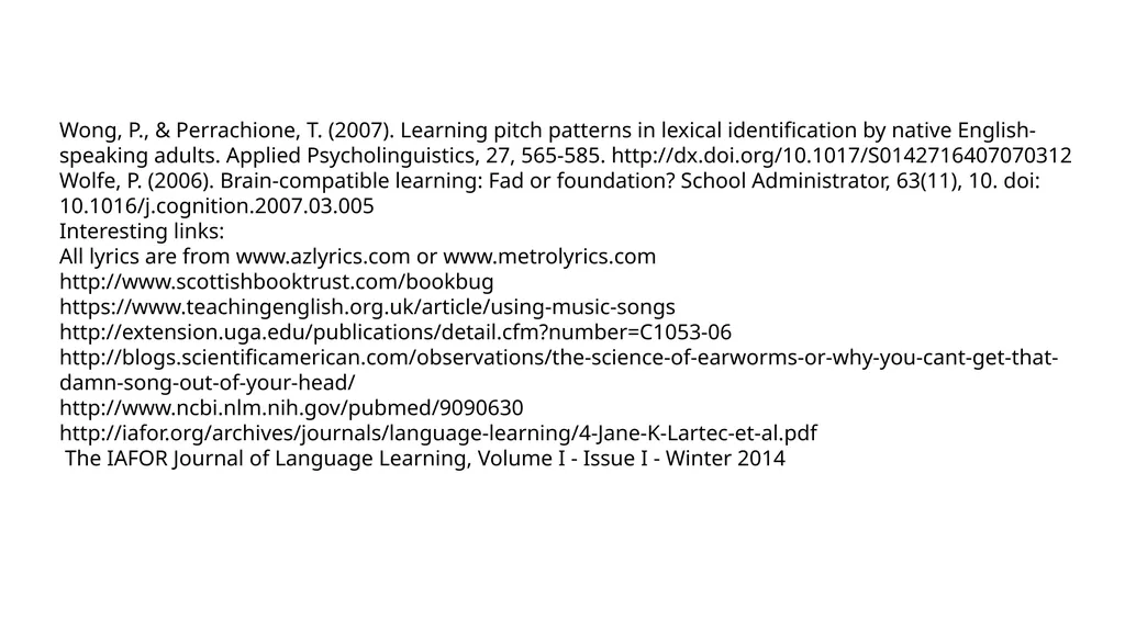 Using Music to Enhance Second Language - slide 27 of 27