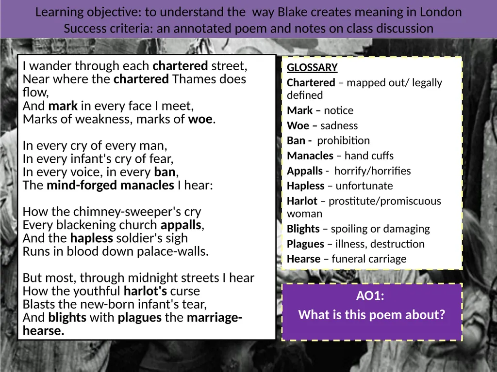 London – William Blake Objectives: To explore the - slide 4 of 8