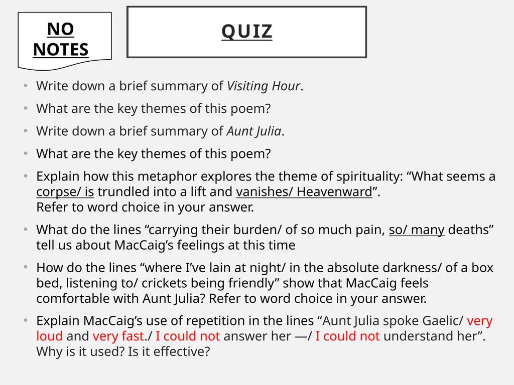 Aunt Julia Norman MacCaig In your groups What do - slide 37 of 52
