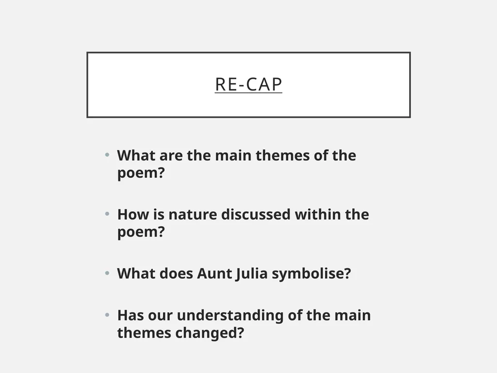 Aunt Julia Norman MacCaig In your groups What do - slide 36 of 52