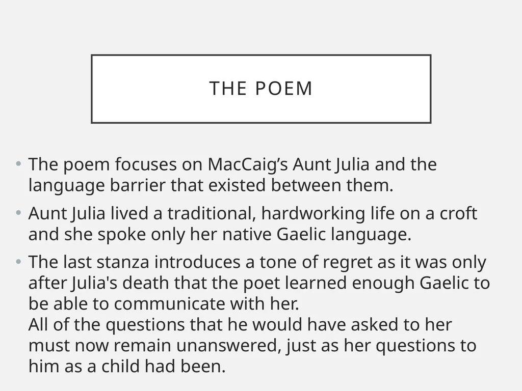 Aunt Julia Norman MacCaig In your groups What do - slide 11 of 52