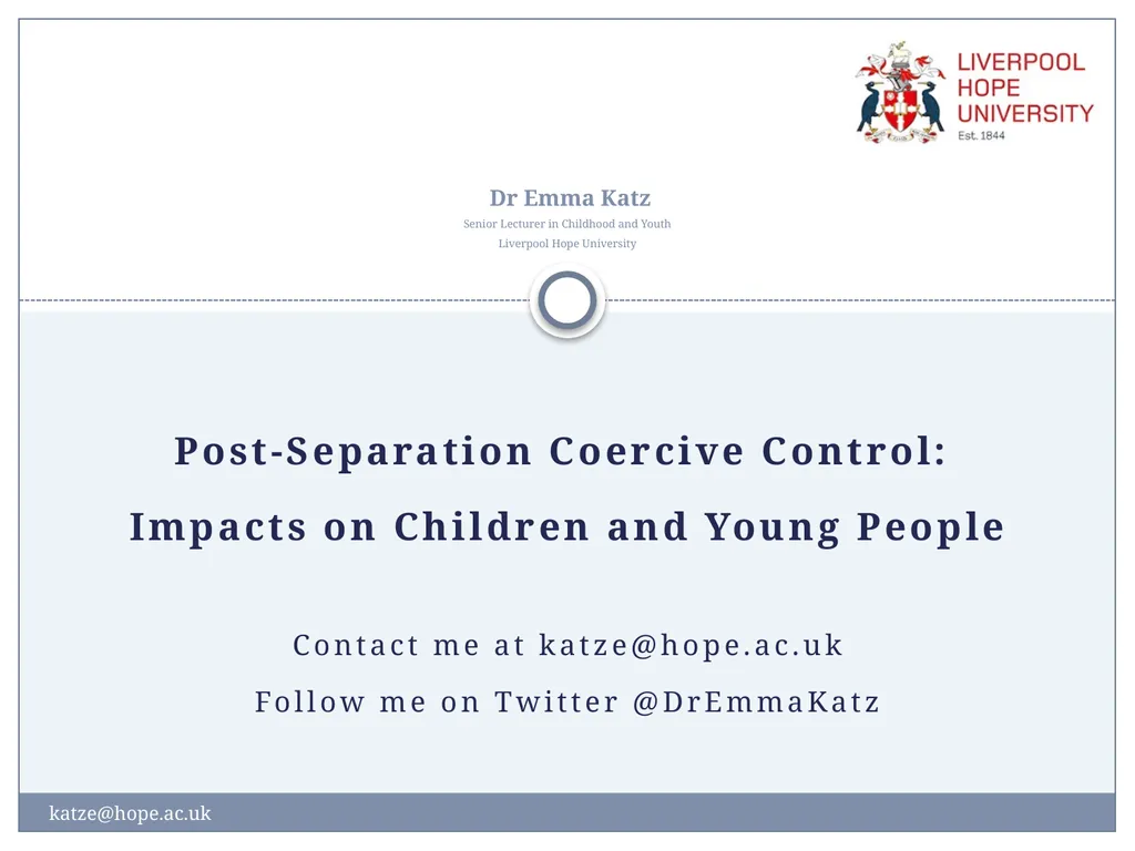 Post-Separation Coercive Control: Impacts on - slide 1 of 34