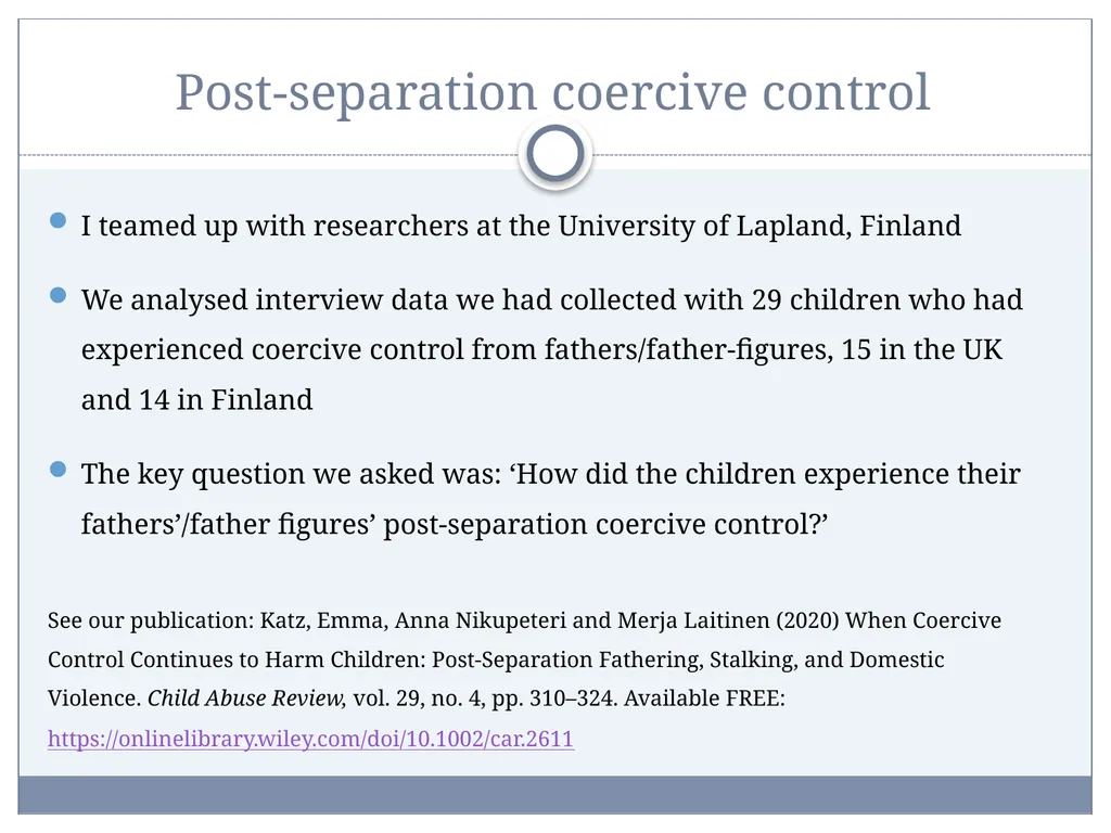 Post-Separation Coercive Control: Impacts on - slide 14 of 34