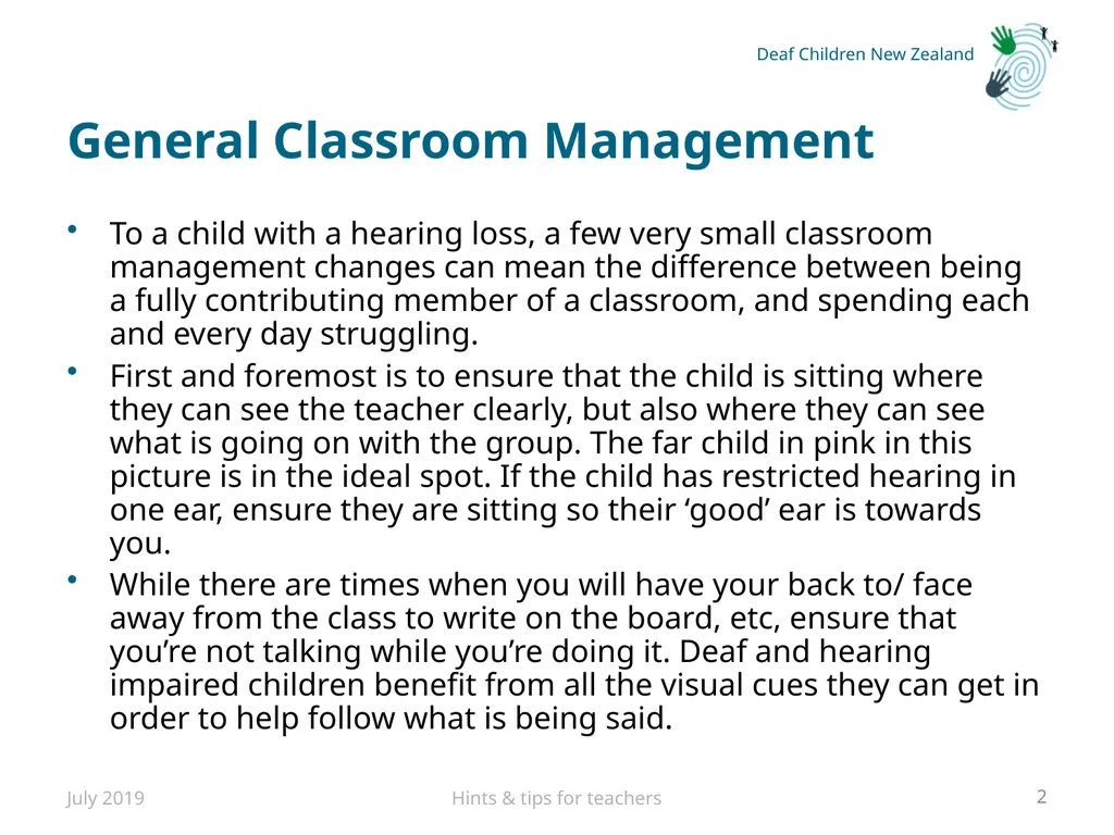Hints and tips for Teachers with Deaf or Hard of - slide 2 of 20