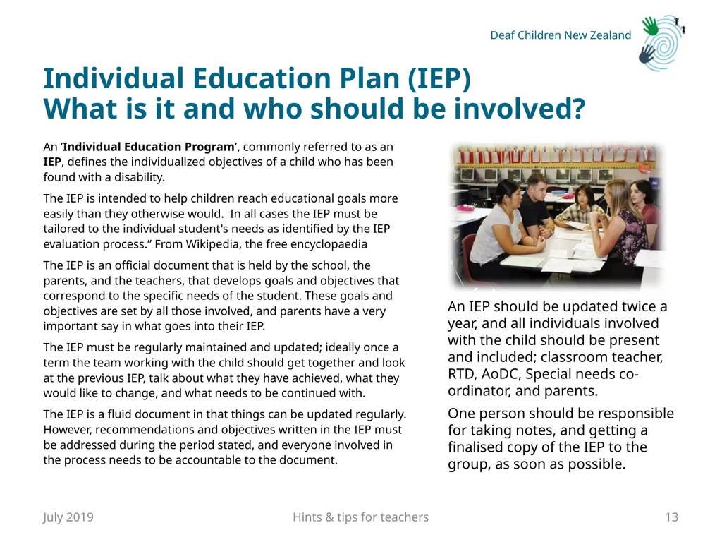 Hints and tips for Teachers with Deaf or Hard of - slide 13 of 20