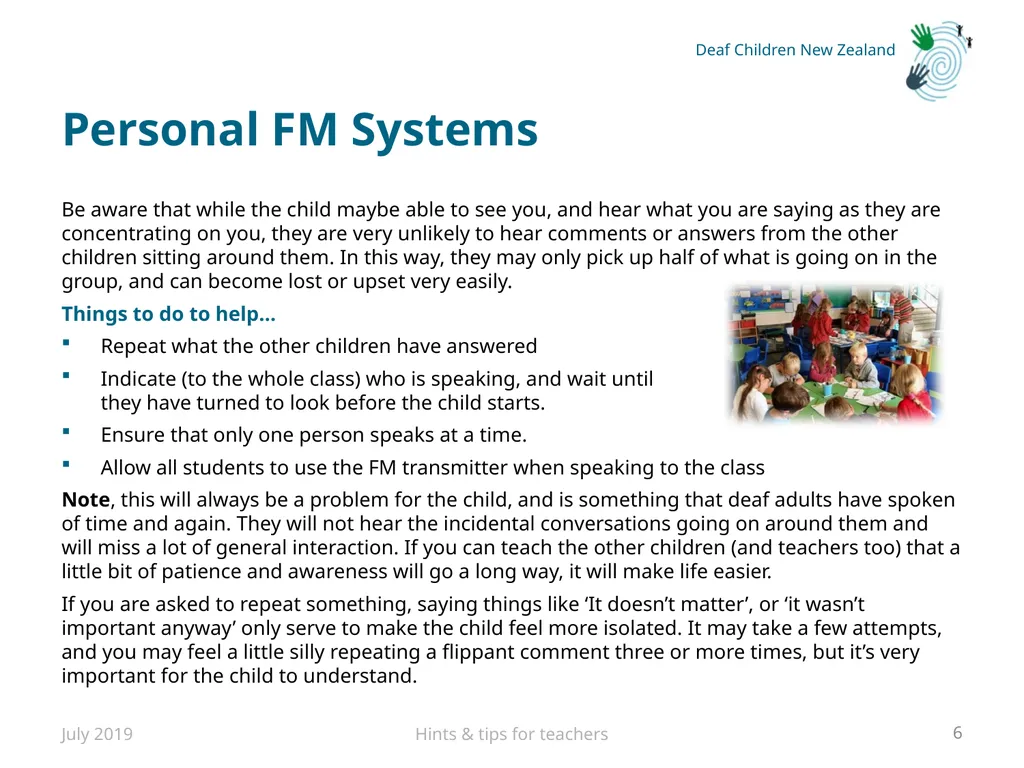 Hints and tips for Teachers with Deaf or Hard of - slide 6 of 20