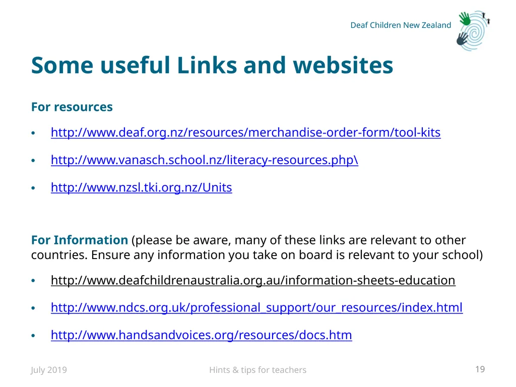 Hints and tips for Teachers with Deaf or Hard of - slide 19 of 20