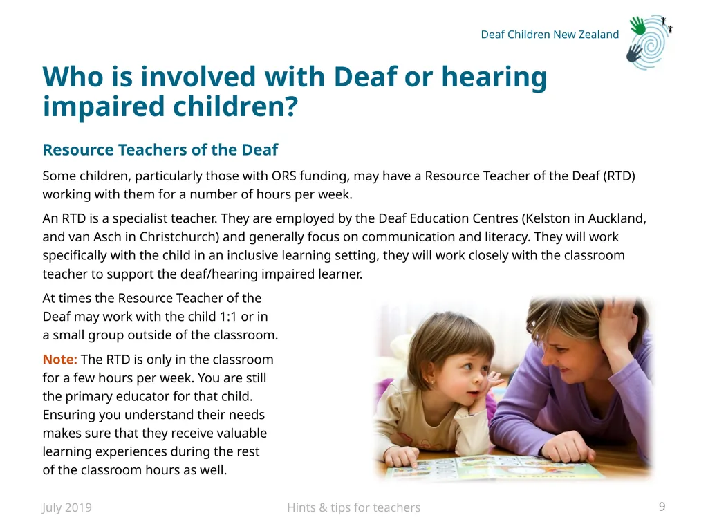 Hints and tips for Teachers with Deaf or Hard of - slide 9 of 20