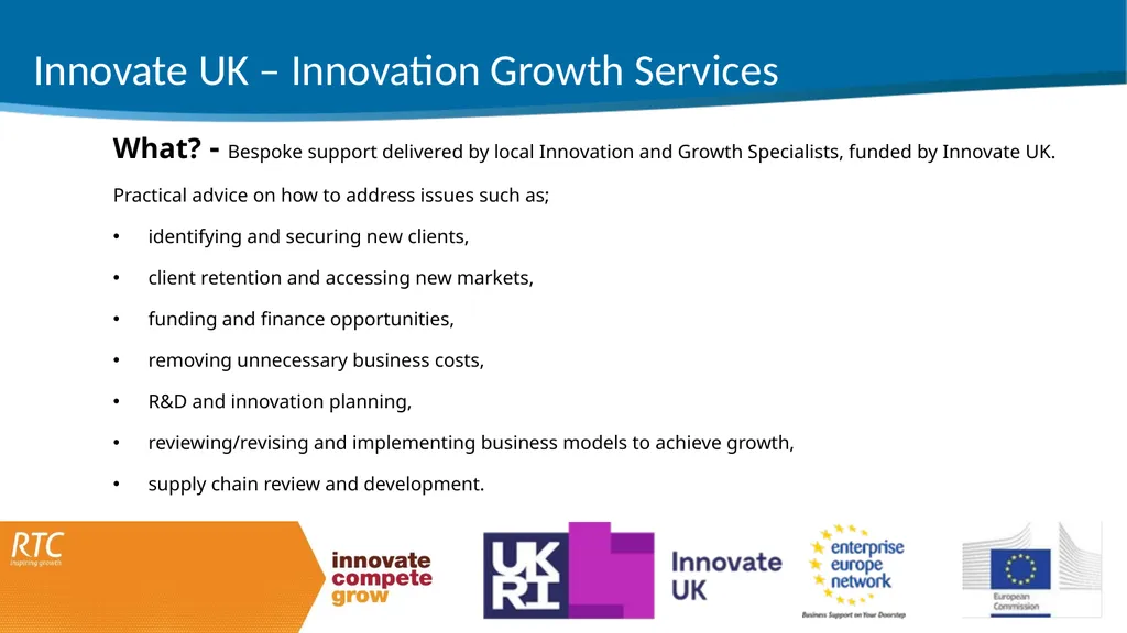 RTC North – Services to business Professor Phil - slide 2 of 7
