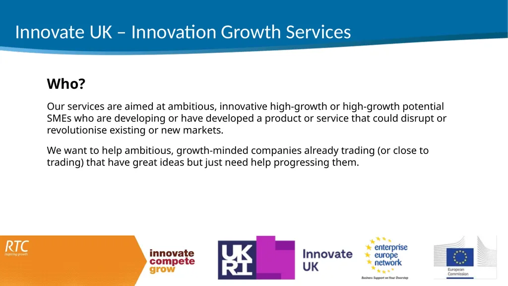 RTC North – Services to business Professor Phil - slide 3 of 7