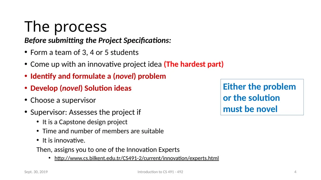 Introduction to CS 491 - 492 Senior Design Project - slide 4 of 10