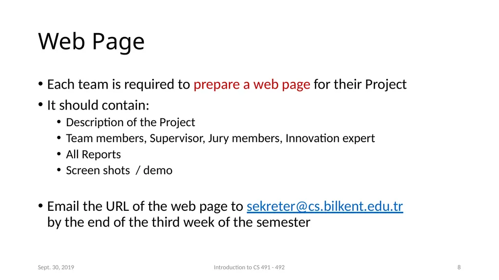 Introduction to CS 491 - 492 Senior Design Project - slide 8 of 10