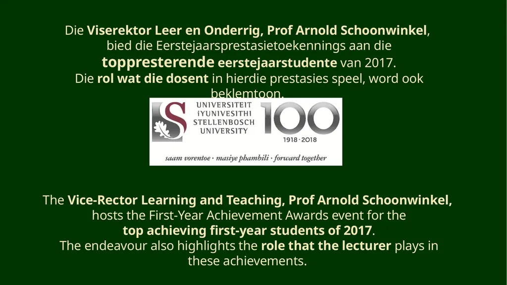First-year Achievement Awards - slide 2 of 40