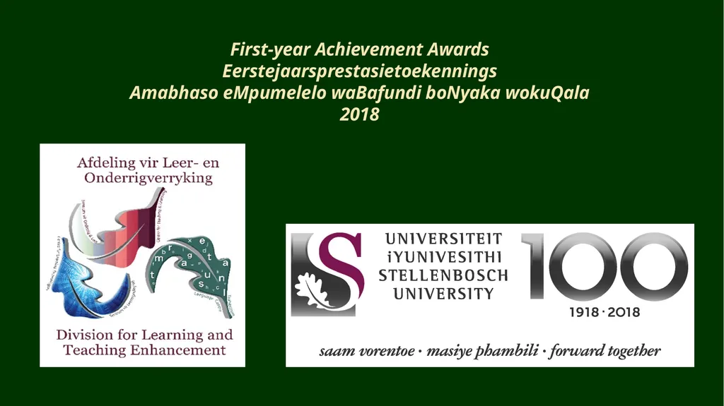 First-year Achievement Awards - slide 1 of 40