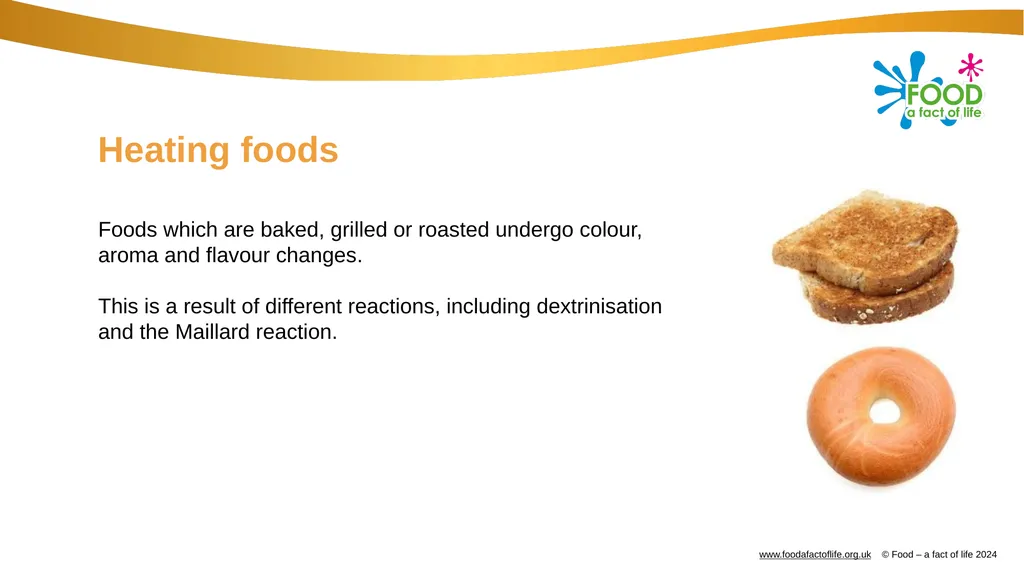 Dry heat Toasting bread What happens when bread is - slide 3 of 8