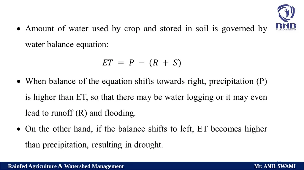 Course Name: Rainfed Agriculture & Watershed - slide 13 of 22