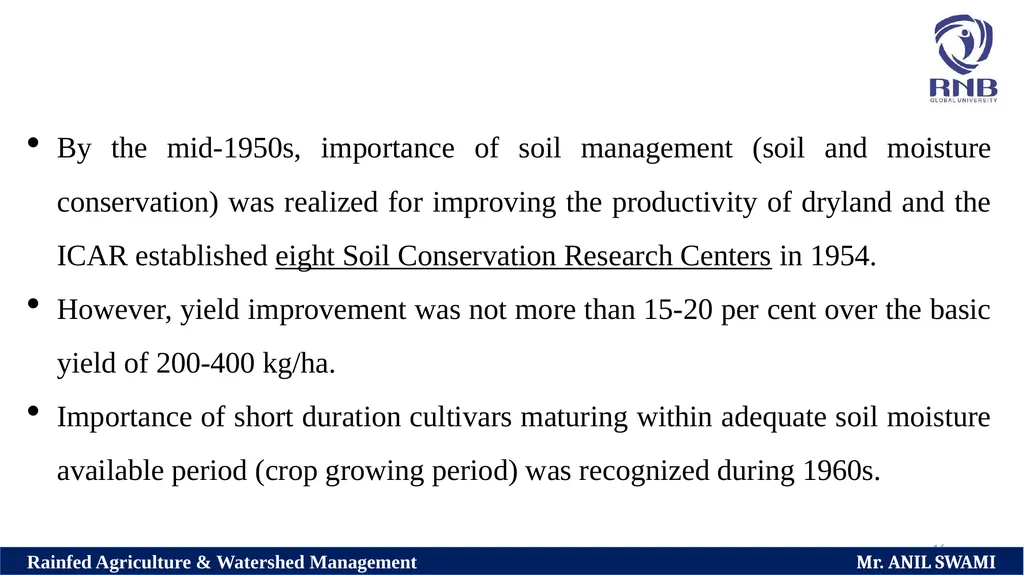 Course Name: Rainfed Agriculture & Watershed - slide 16 of 22