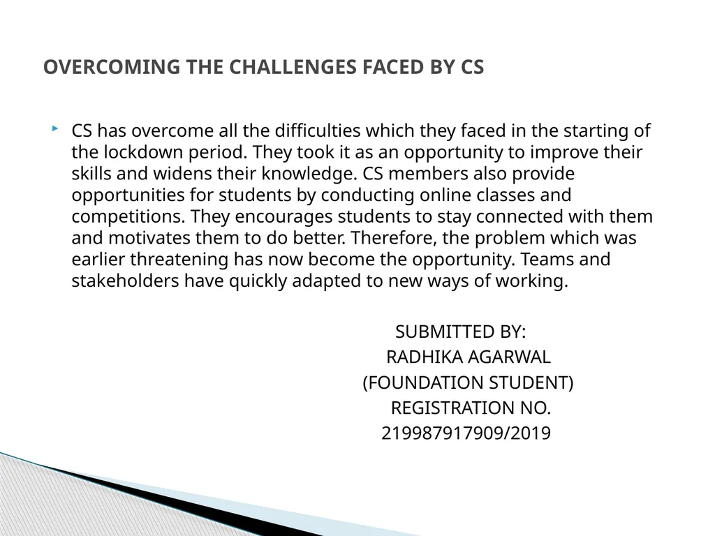 “CHALLENGES FACED BY CS IN CORONAVIRUS AND - slide 8 of 8