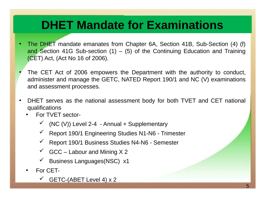 Department of Higher Education and Training - slide 5 of 21