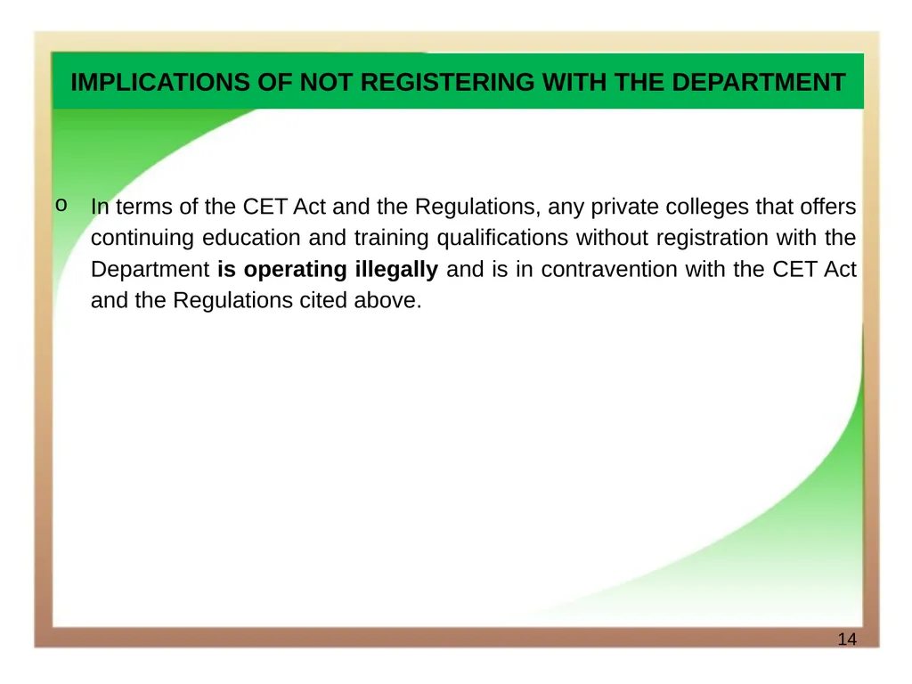 Department of Higher Education and Training - slide 14 of 21