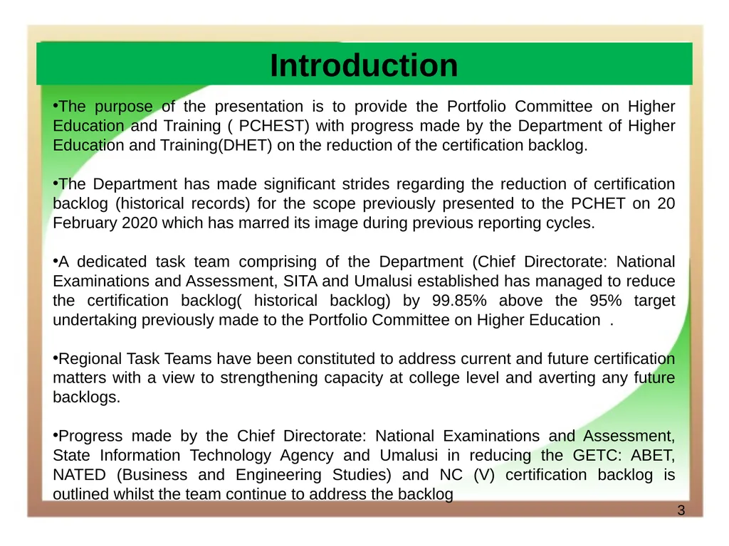 Department of Higher Education and Training - slide 3 of 21