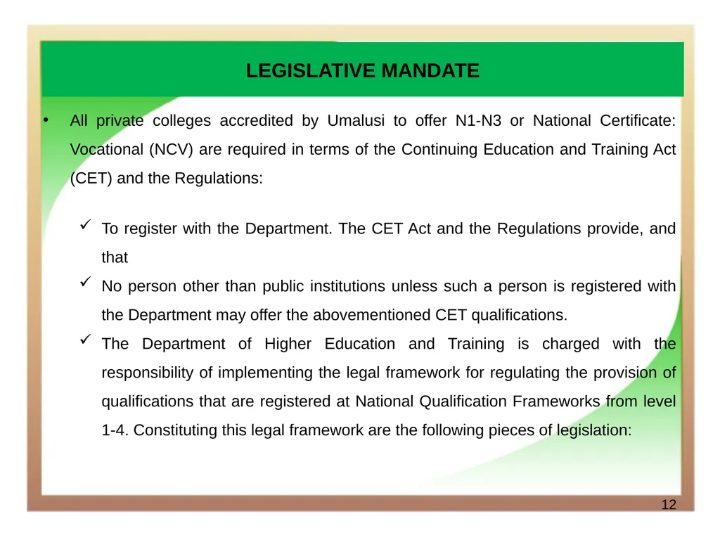 Department of Higher Education and Training - slide 12 of 21