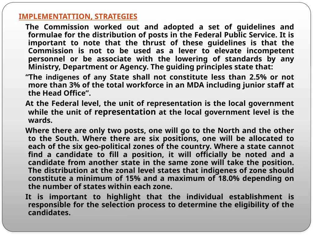 FEDERAL CHARACTER PRINCIPLES: ITS IMPLEMENTATION, - slide 13 of 26