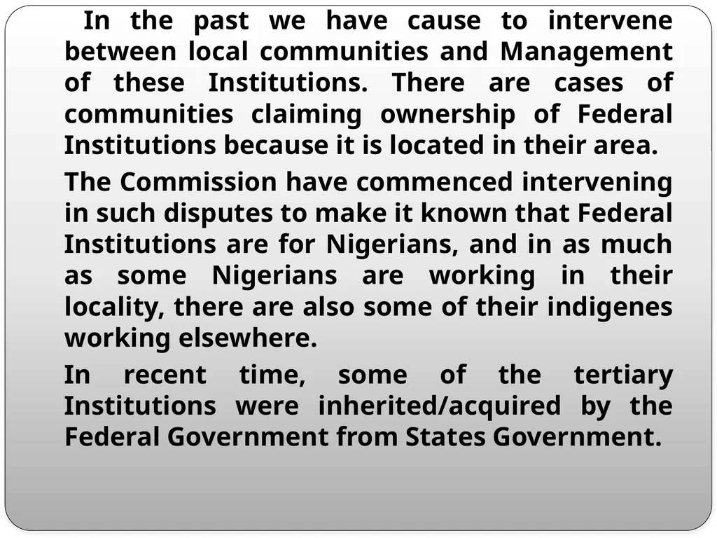 FEDERAL CHARACTER PRINCIPLES: ITS IMPLEMENTATION, - slide 15 of 26