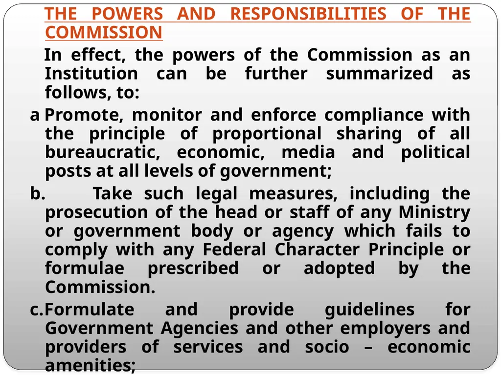 FEDERAL CHARACTER PRINCIPLES: ITS IMPLEMENTATION, - slide 11 of 26