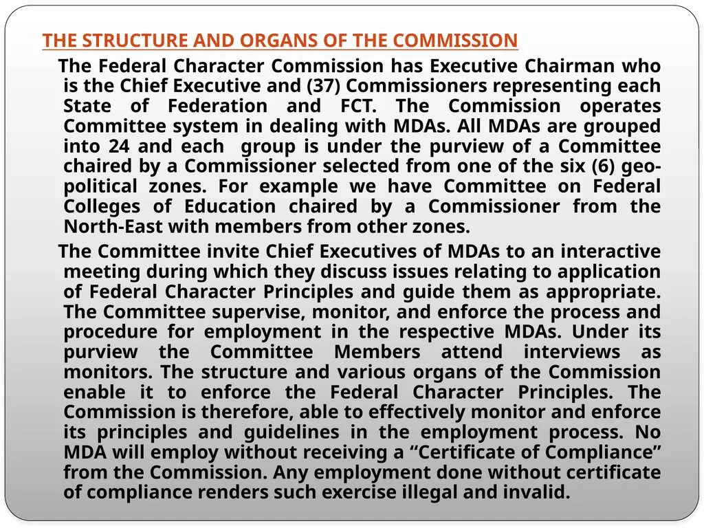 FEDERAL CHARACTER PRINCIPLES: ITS IMPLEMENTATION, - slide 10 of 26