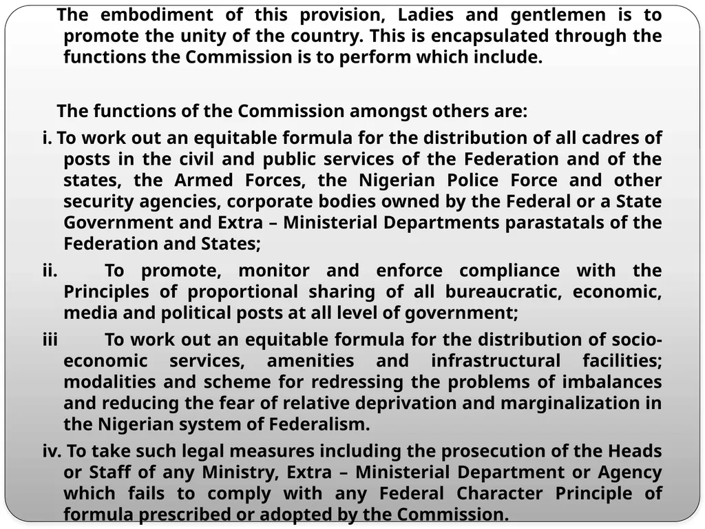 FEDERAL CHARACTER PRINCIPLES: ITS IMPLEMENTATION, - slide 8 of 26
