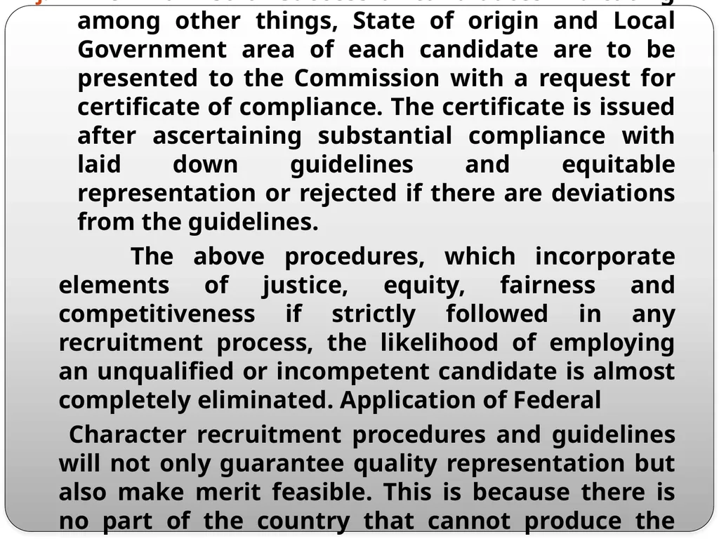 FEDERAL CHARACTER PRINCIPLES: ITS IMPLEMENTATION, - slide 22 of 26