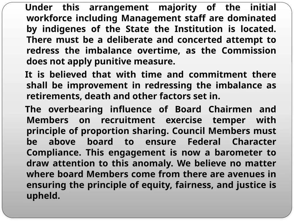 FEDERAL CHARACTER PRINCIPLES: ITS IMPLEMENTATION, - slide 16 of 26
