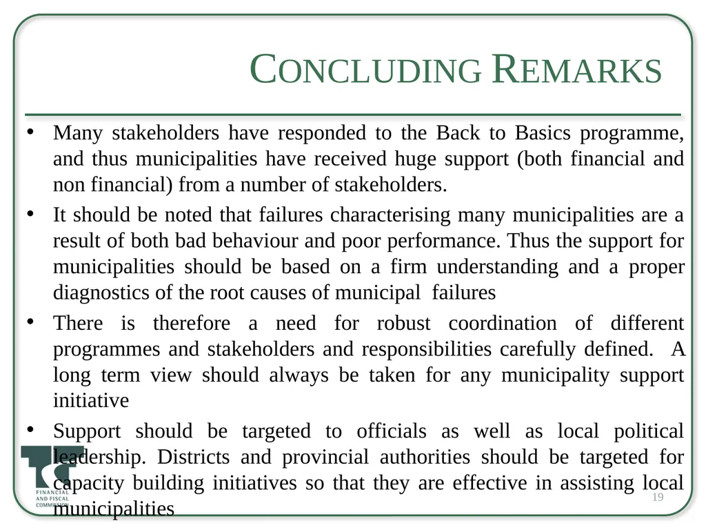 Back to Basics and Challenges to the Financial - slide 19 of 23