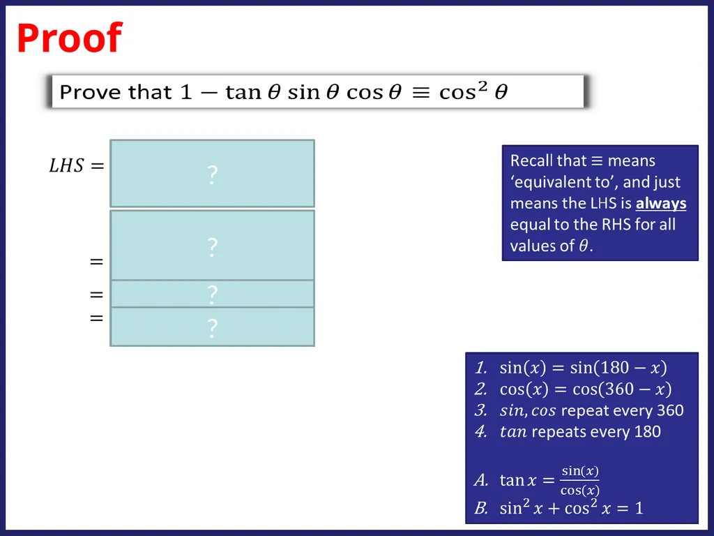 Challenge Questions ? ? ? Trigonometric Identities - slide 13 of 17
