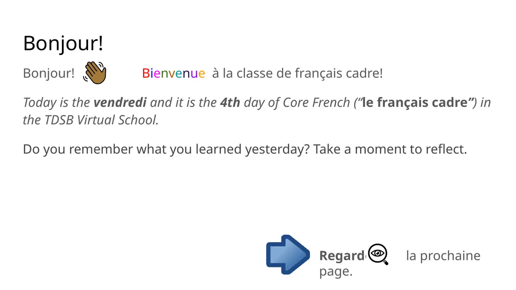 École virtuelle TDSB Grades 7-8 Core French - slide 6 of 8