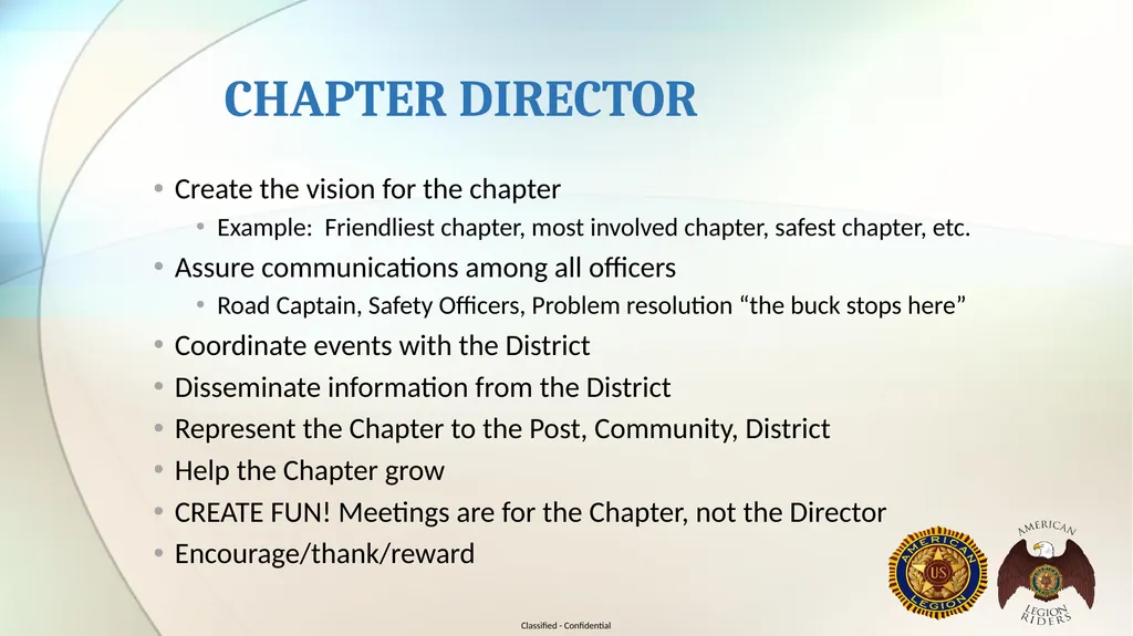AMERICAN LEGION RIDERS LEADERSHIP TRAINING Joe - slide 29 of 35