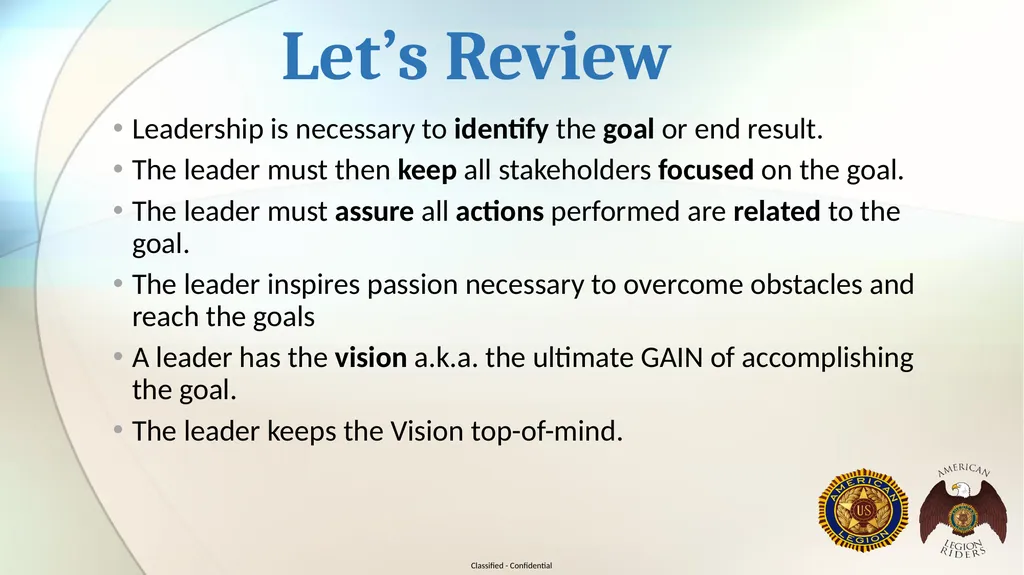 AMERICAN LEGION RIDERS LEADERSHIP TRAINING Joe - slide 31 of 35