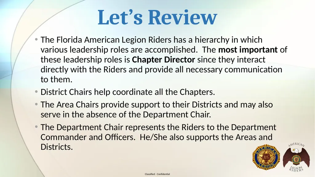 AMERICAN LEGION RIDERS LEADERSHIP TRAINING Joe - slide 32 of 35