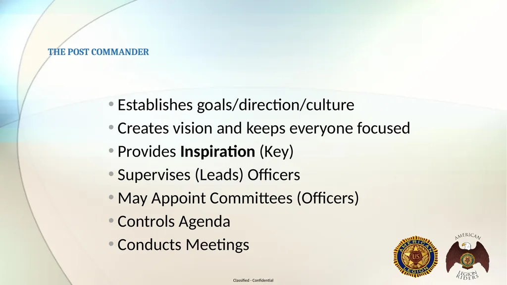 AMERICAN LEGION RIDERS LEADERSHIP TRAINING Joe - slide 20 of 35