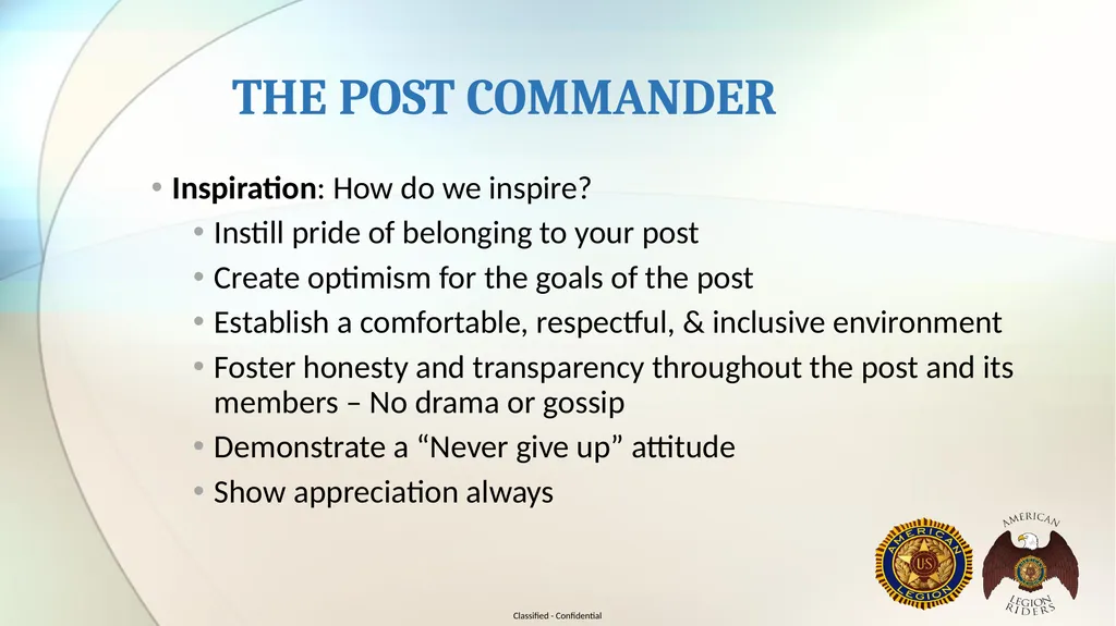 AMERICAN LEGION RIDERS LEADERSHIP TRAINING Joe - slide 21 of 35